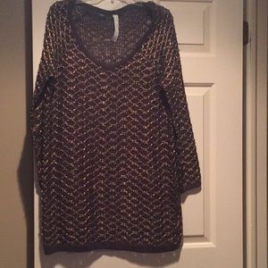 NWOT New Romantics Brown and Gold Sweater XS